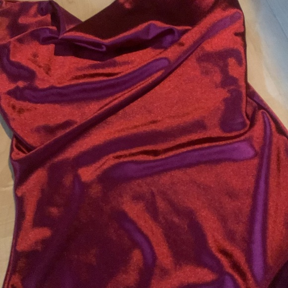 Dark red satin body suit - Picture 2 of 4